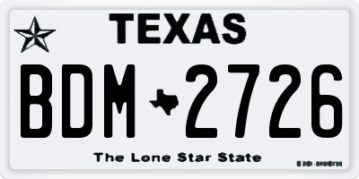 TX license plate BDM2726