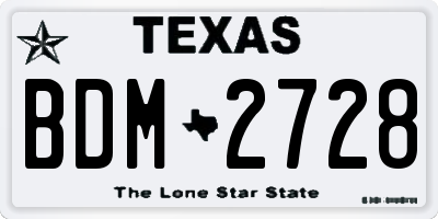 TX license plate BDM2728