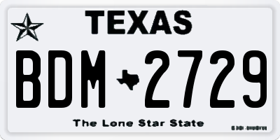 TX license plate BDM2729