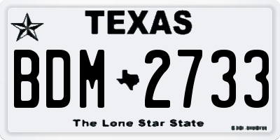 TX license plate BDM2733