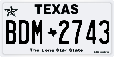 TX license plate BDM2743