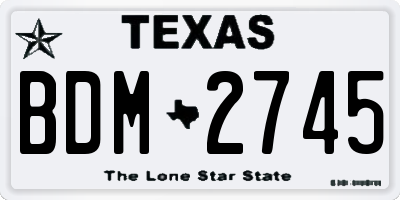 TX license plate BDM2745