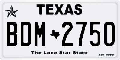 TX license plate BDM2750