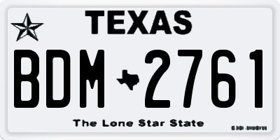 TX license plate BDM2761