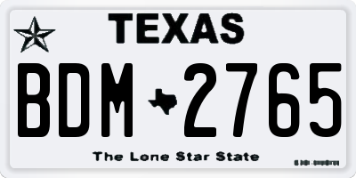 TX license plate BDM2765