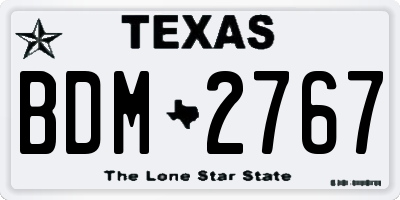 TX license plate BDM2767