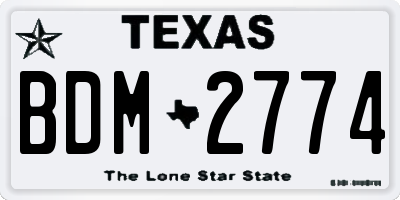 TX license plate BDM2774
