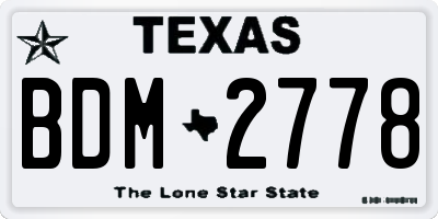TX license plate BDM2778