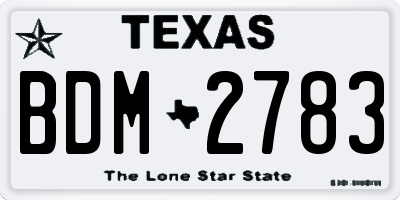 TX license plate BDM2783