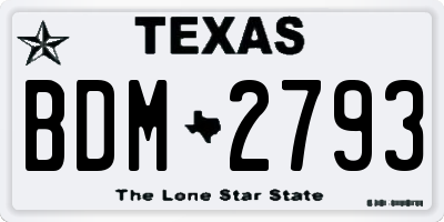 TX license plate BDM2793
