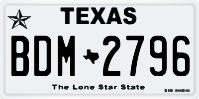 TX license plate BDM2796
