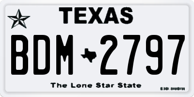 TX license plate BDM2797