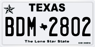 TX license plate BDM2802
