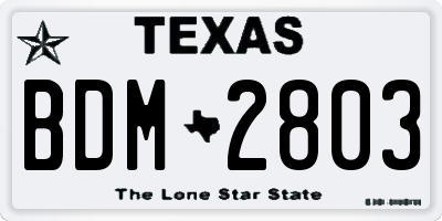 TX license plate BDM2803