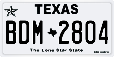 TX license plate BDM2804