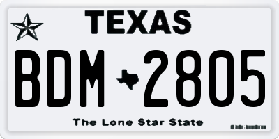 TX license plate BDM2805