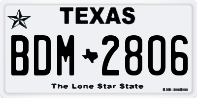 TX license plate BDM2806