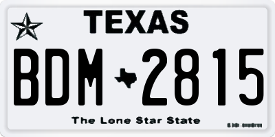 TX license plate BDM2815