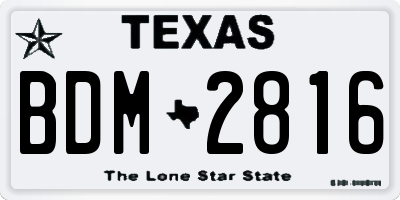 TX license plate BDM2816