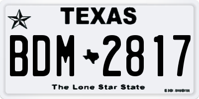 TX license plate BDM2817