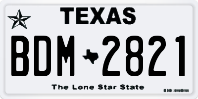 TX license plate BDM2821