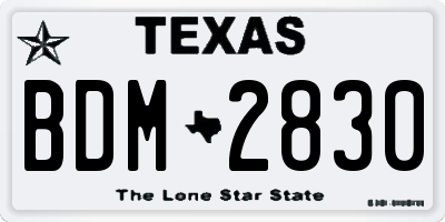 TX license plate BDM2830