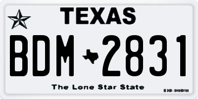 TX license plate BDM2831