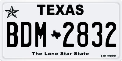 TX license plate BDM2832