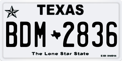 TX license plate BDM2836