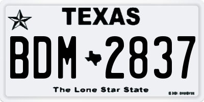 TX license plate BDM2837