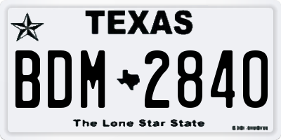 TX license plate BDM2840