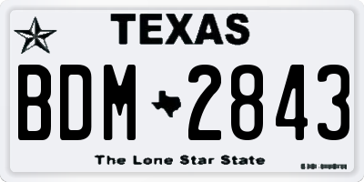 TX license plate BDM2843