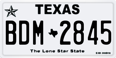 TX license plate BDM2845