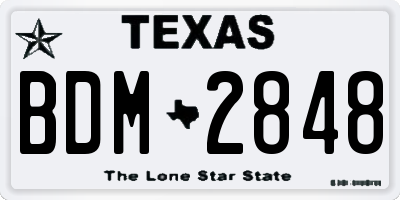 TX license plate BDM2848