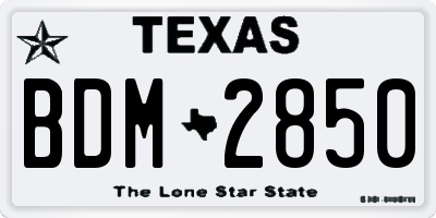 TX license plate BDM2850