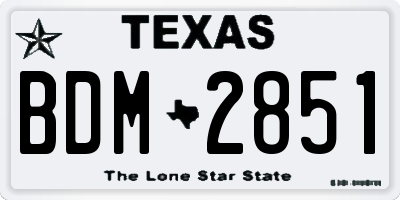 TX license plate BDM2851