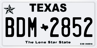 TX license plate BDM2852