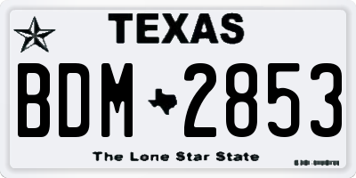 TX license plate BDM2853
