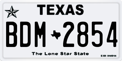 TX license plate BDM2854