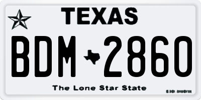 TX license plate BDM2860