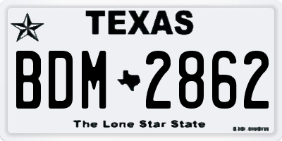 TX license plate BDM2862