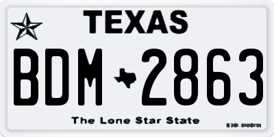TX license plate BDM2863