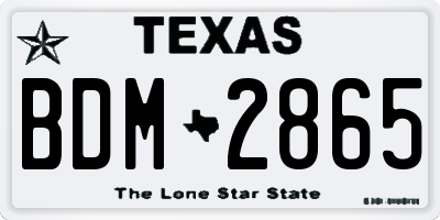 TX license plate BDM2865