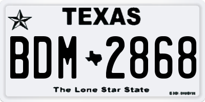 TX license plate BDM2868