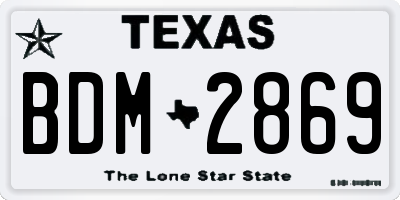 TX license plate BDM2869