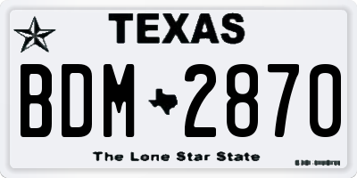 TX license plate BDM2870