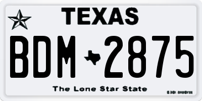 TX license plate BDM2875