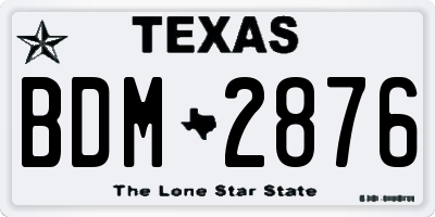 TX license plate BDM2876