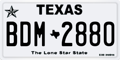 TX license plate BDM2880