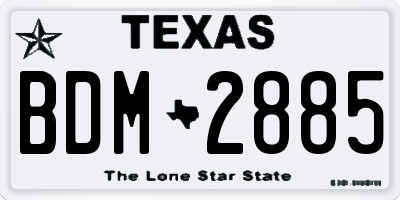 TX license plate BDM2885